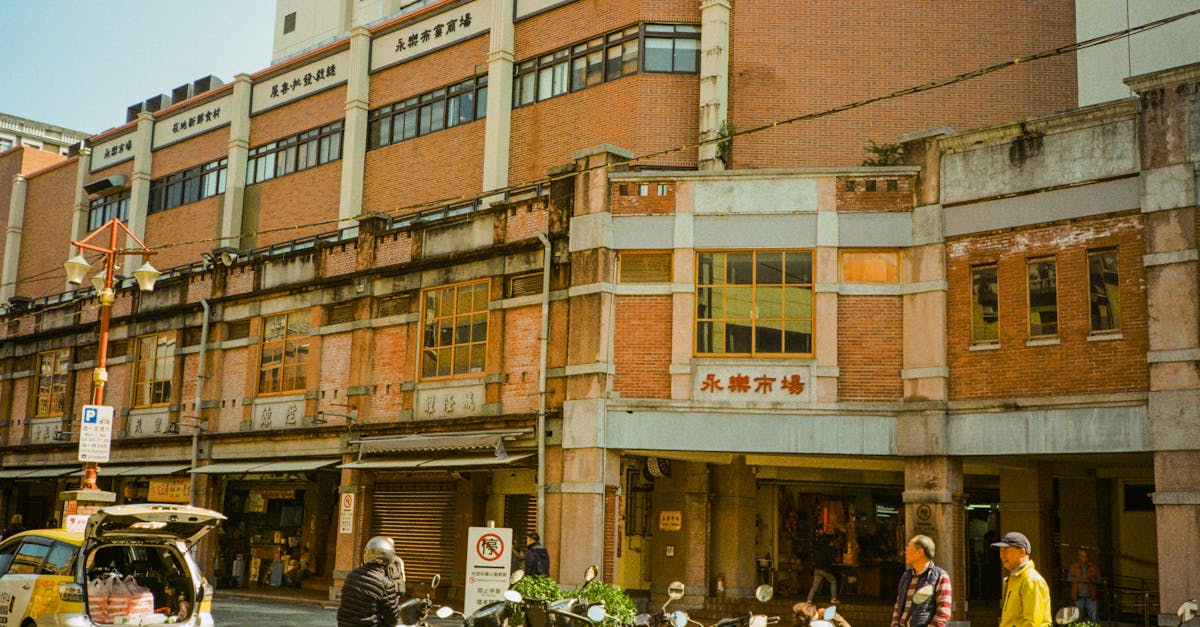 Vibrant street scene capturing historic Taipei architecture and urban life.