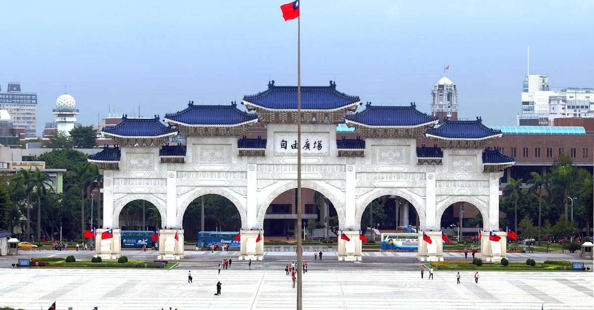 The majestic Liberty Square Archway in Taipei, Taiwan with clear skies.